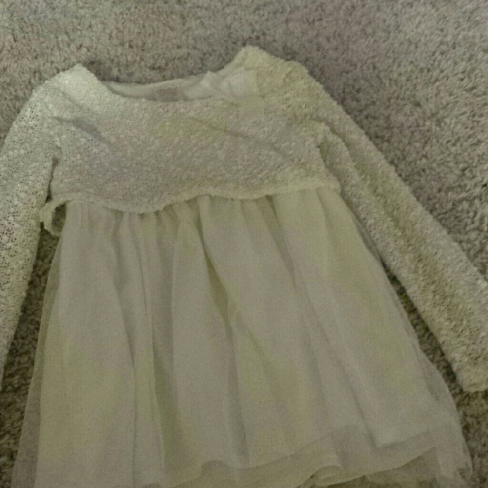 Winter.white dress w/ lace bodice & chiffon skrt.i